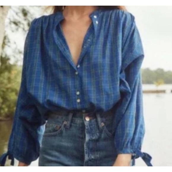 NWT DOEN O'Keeffe Top in Park Lane Plaid XS - Picture 8 of 13